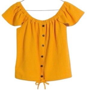 Madewell Texture & Thread Off-the-Shoulder Yellow Top | Size M